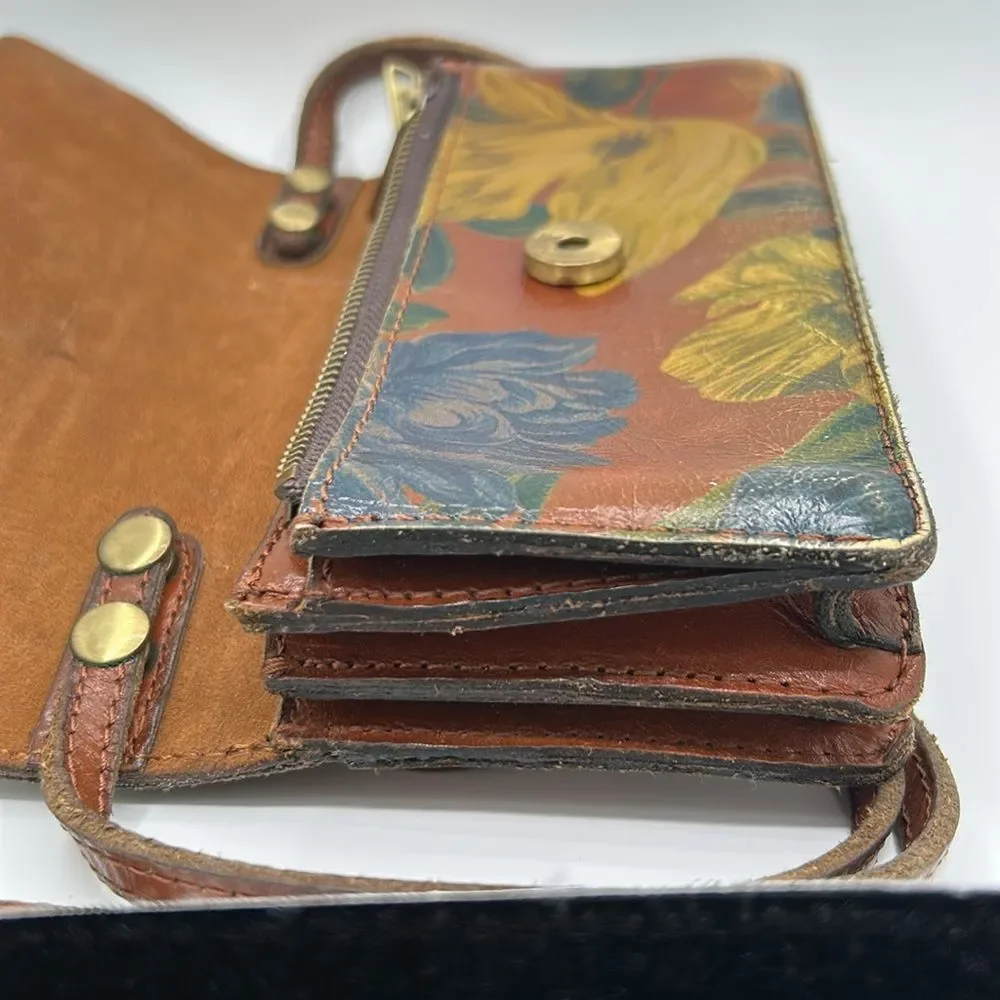 Patricia Nash Floral Leather Crossbody Organizer - Removable Strap